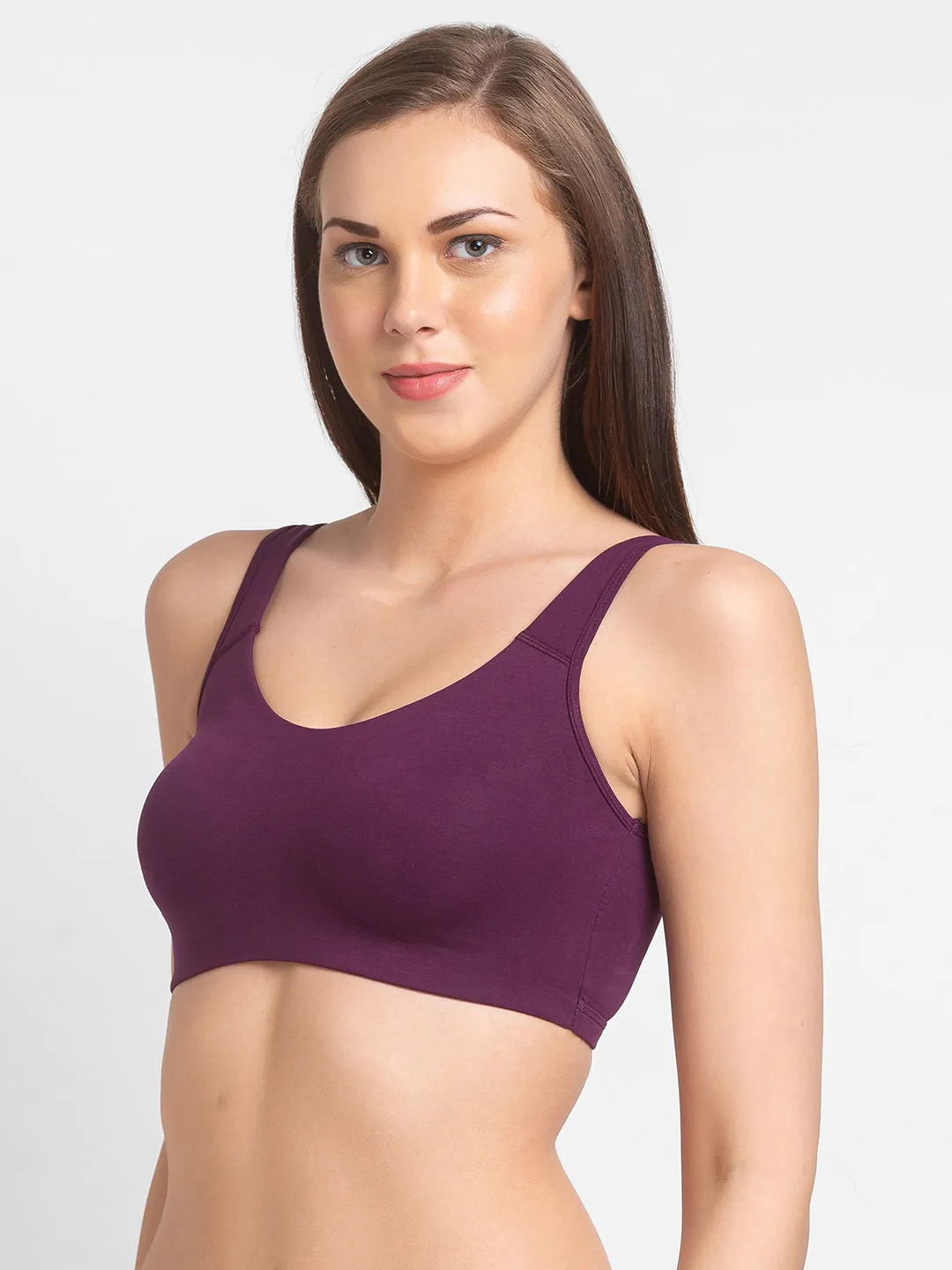 JS 90-Non Padded Solid Low Impact Sports Bra Wine