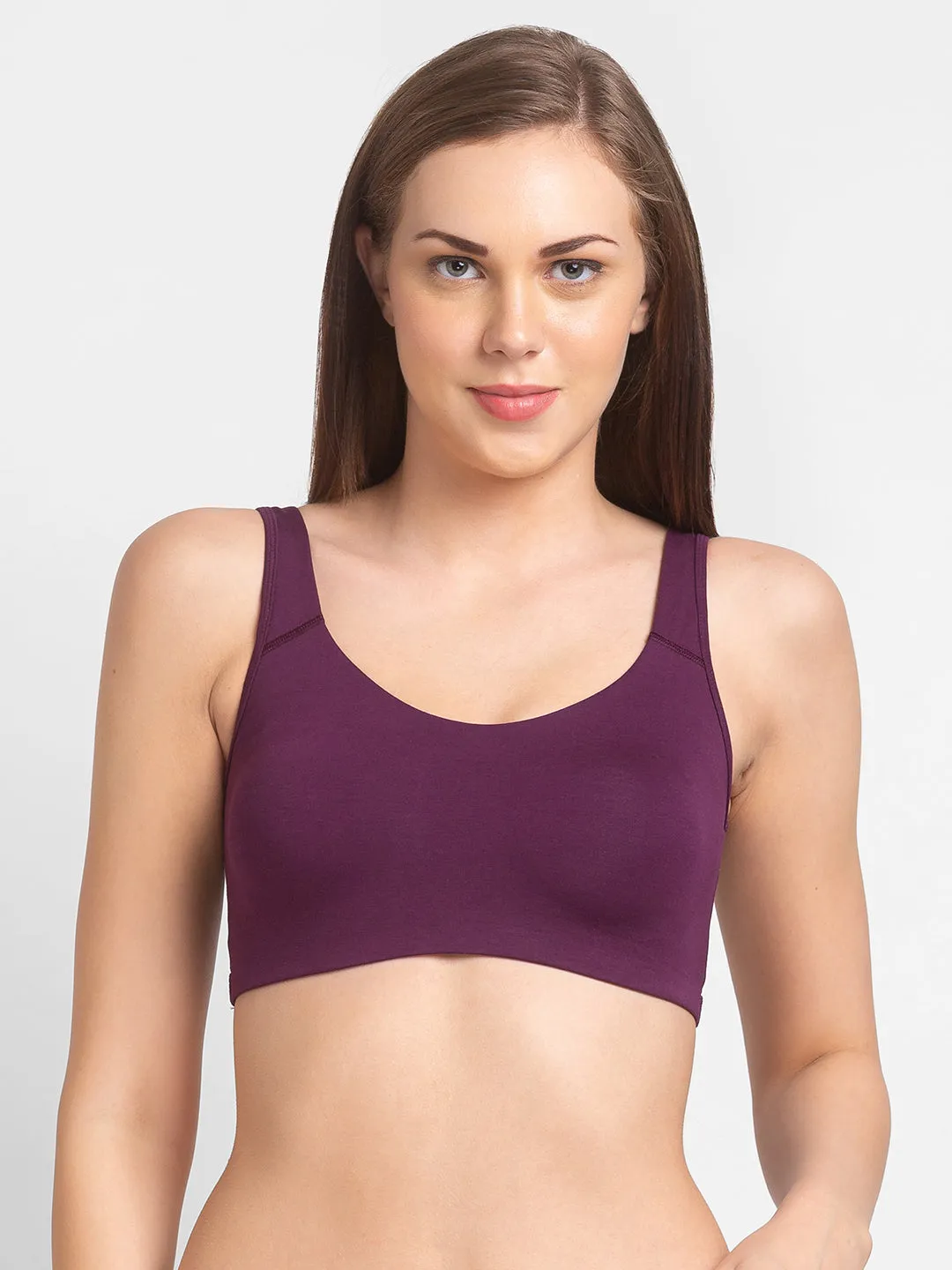 JS 90-Non Padded Solid Low Impact Sports Bra Wine
