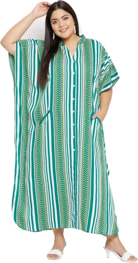 Kaftan Plus Size Women Dress Button Down Kimono Side Slit Maxi Dresses Two Side Pocket Caftan for Evening Wear