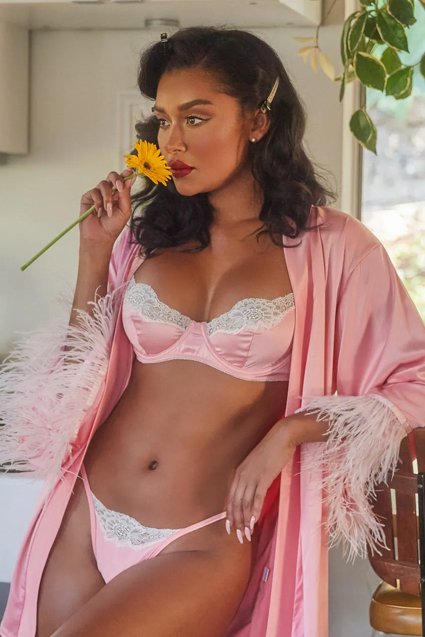 Lace and Satin Underwire Bra Set
