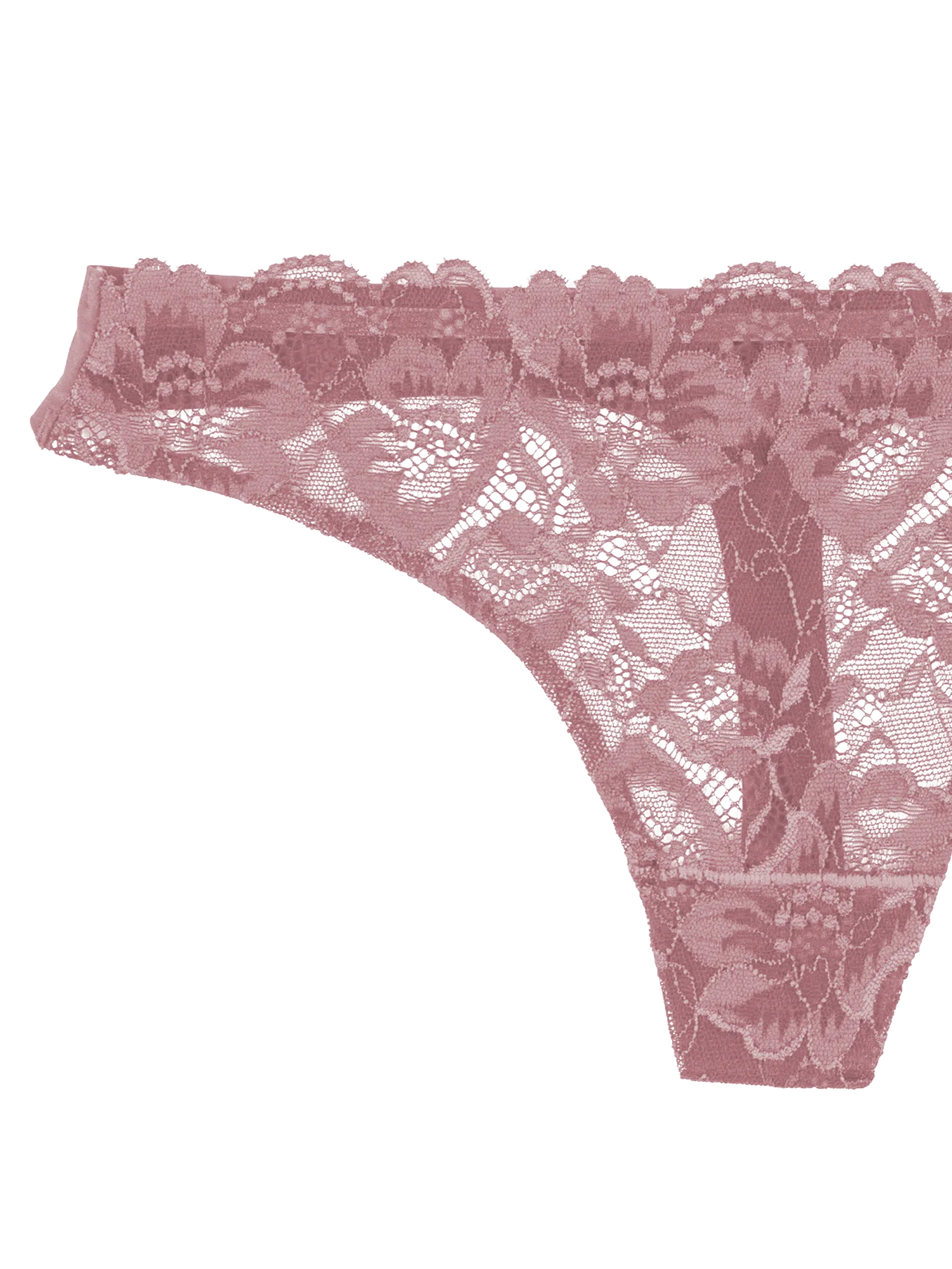 Lace Front Seamless Thong - Rosé