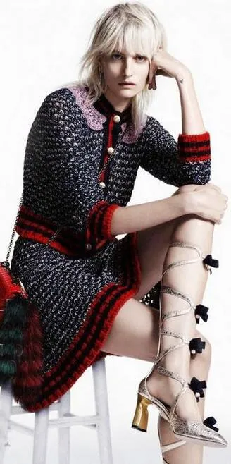 Lace-Trimmed Knit Cardigan Sweater & Matching Skirt Set *Low Stock*