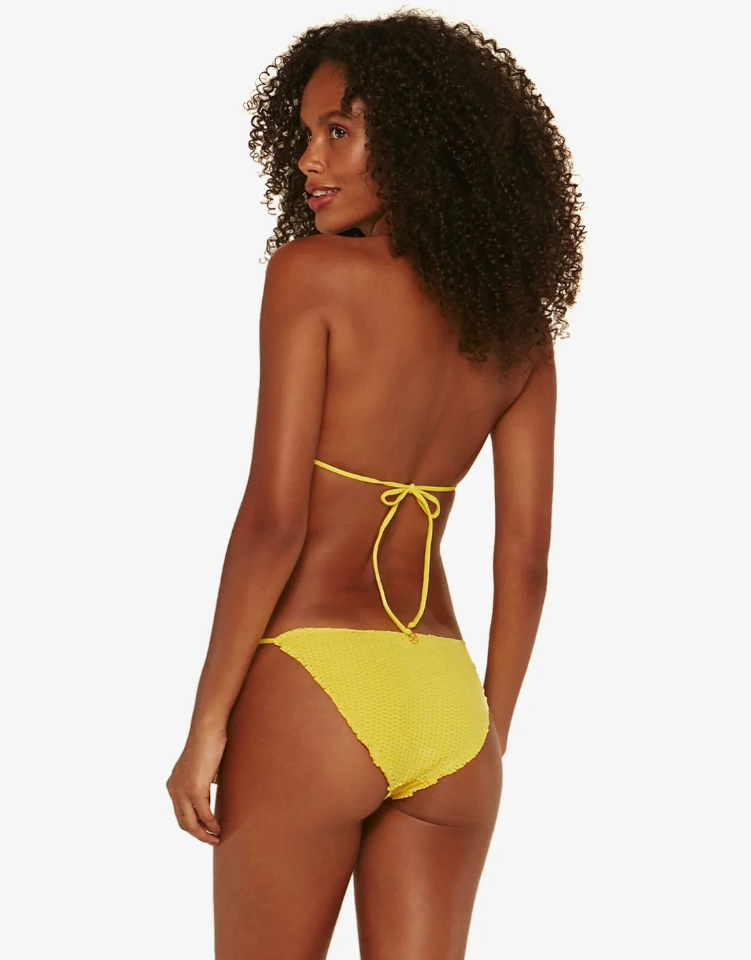 Light Scales Ripple Tri Bikini Top - Yellow