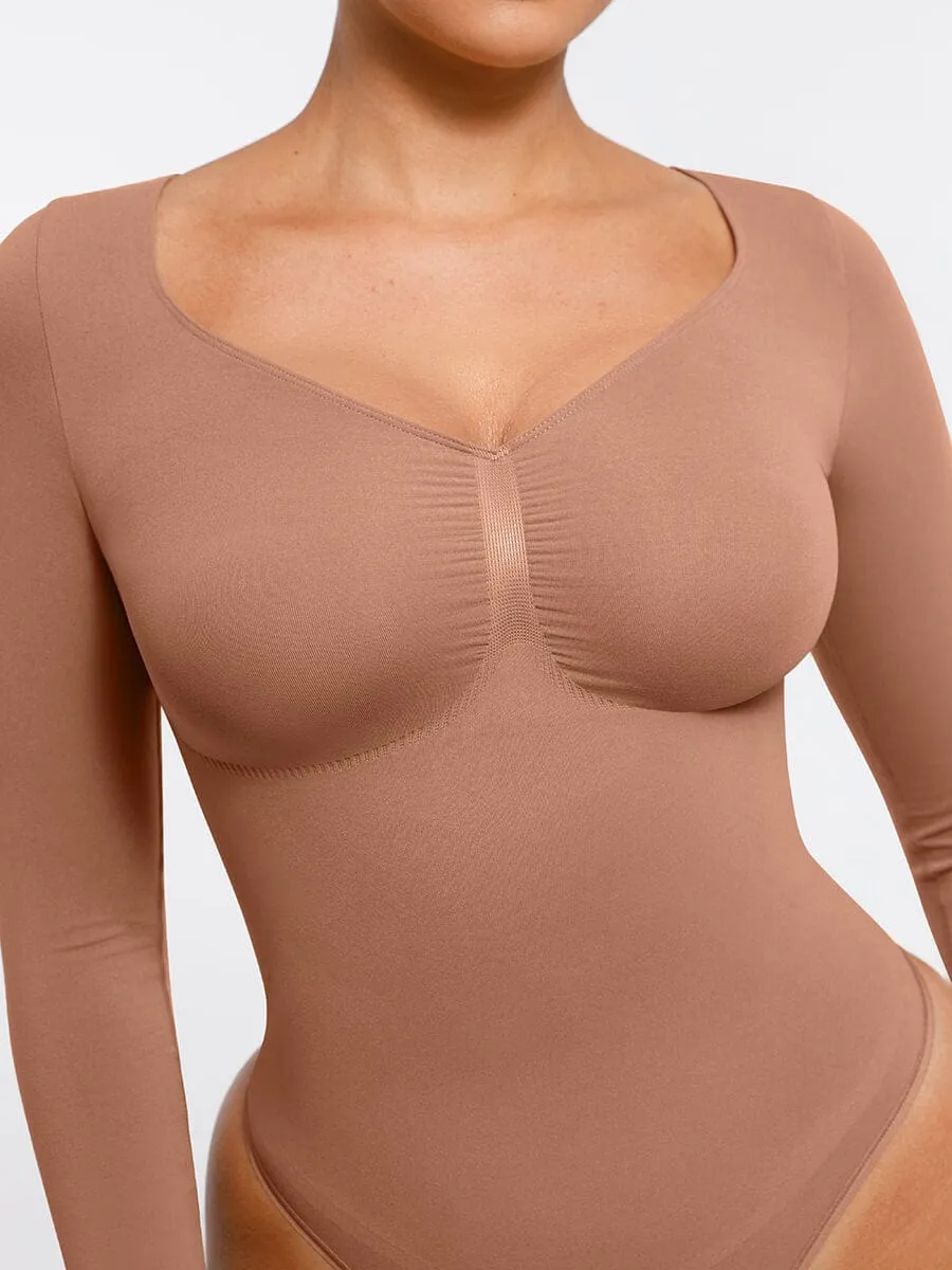 Long Sleeve Snatching Thong Bodysuit