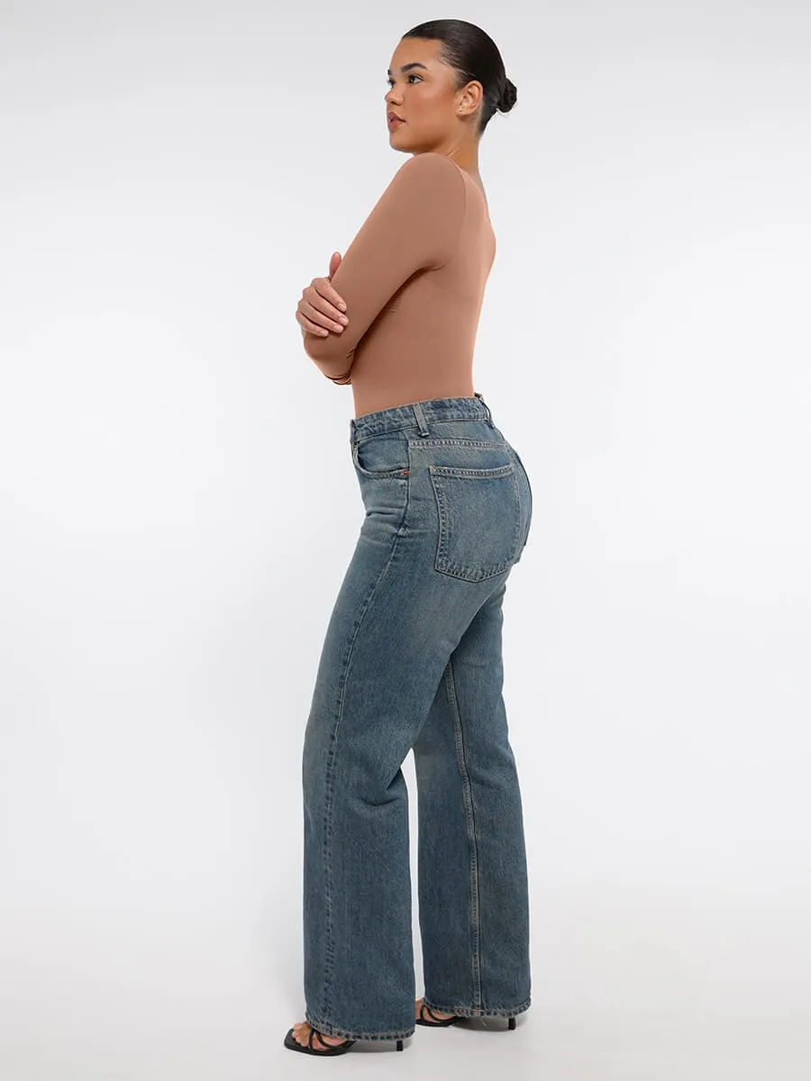 Long Sleeve Snatching Thong Bodysuit