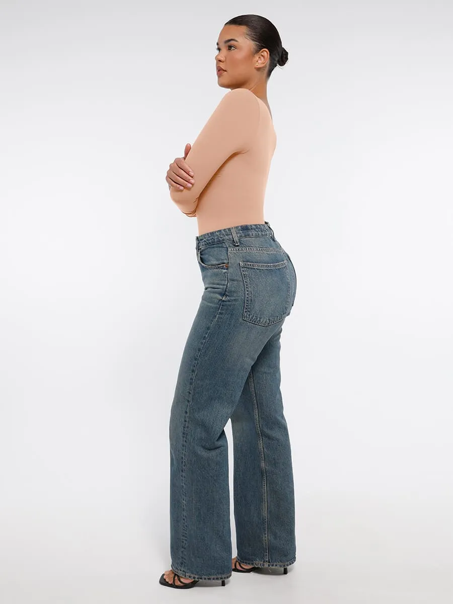 Long Sleeve Snatching Thong Bodysuit