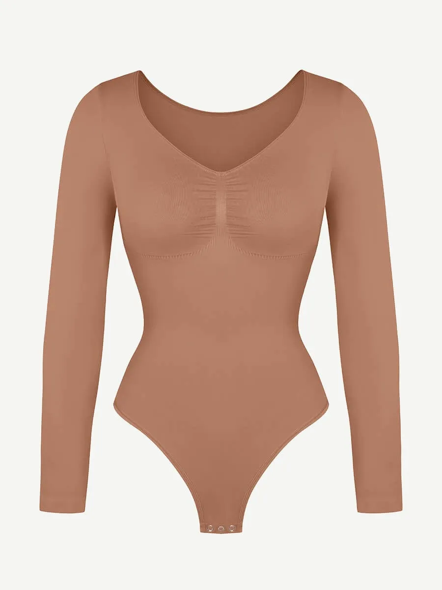 Long Sleeve Snatching Thong Bodysuit