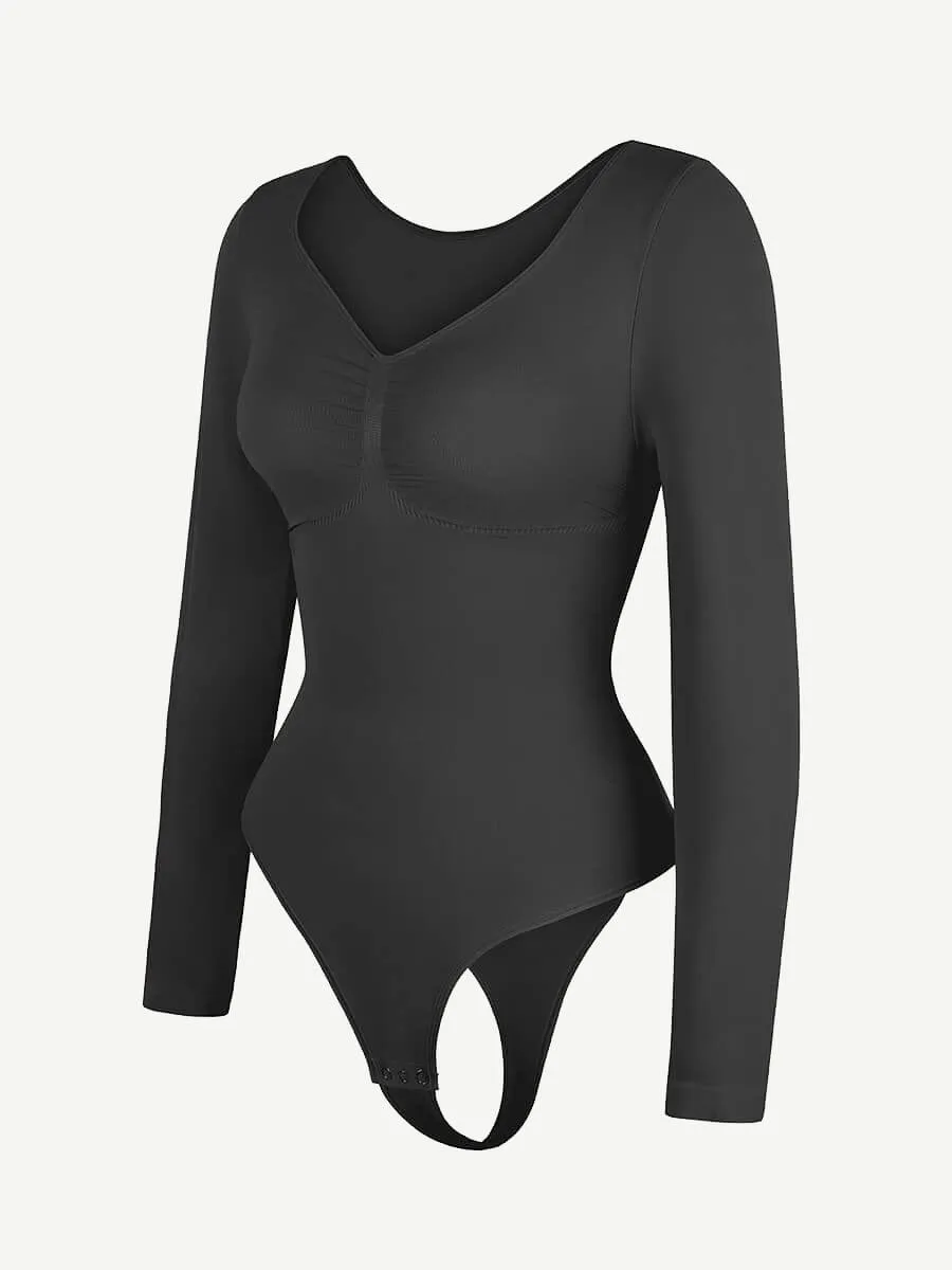 Long Sleeve Snatching Thong Bodysuit