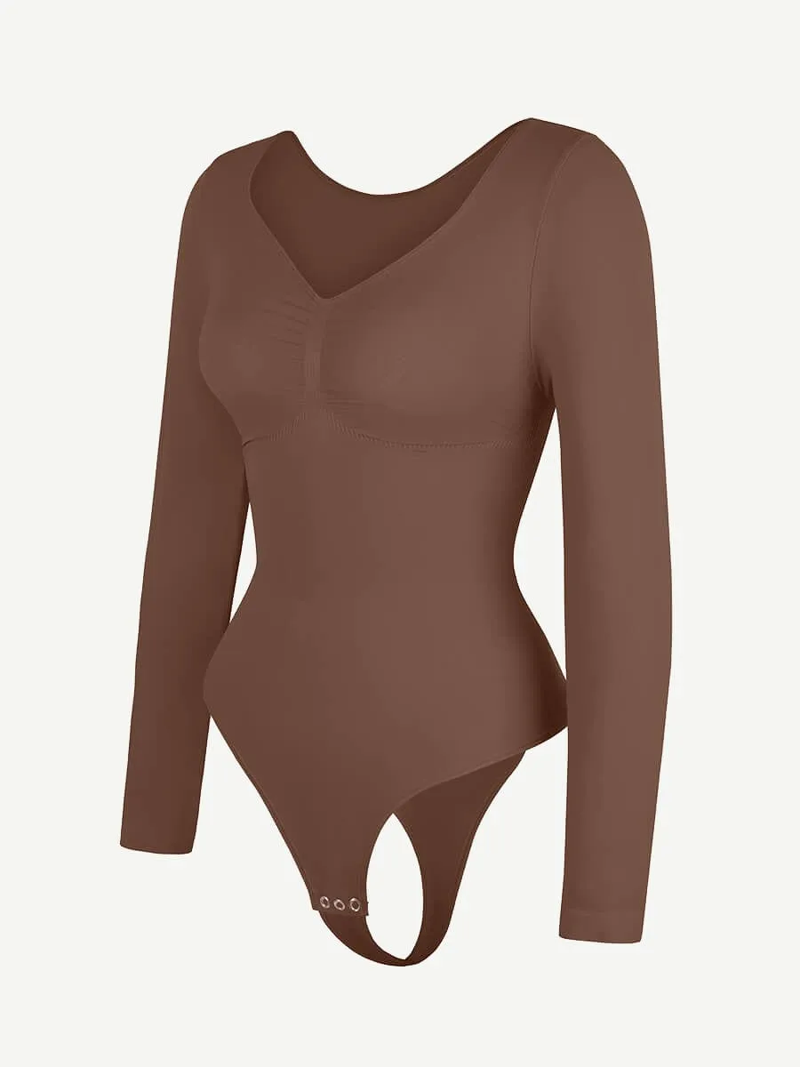 Long Sleeve Snatching Thong Bodysuit