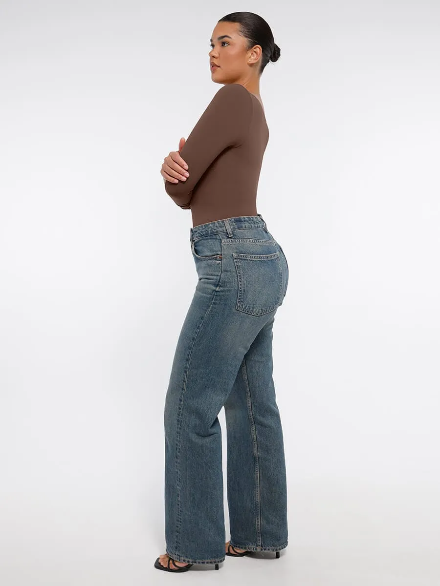 Long Sleeve Snatching Thong Bodysuit