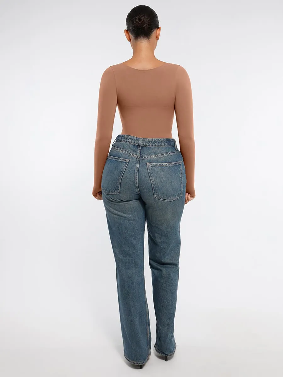 Long Sleeve Snatching Thong Bodysuit