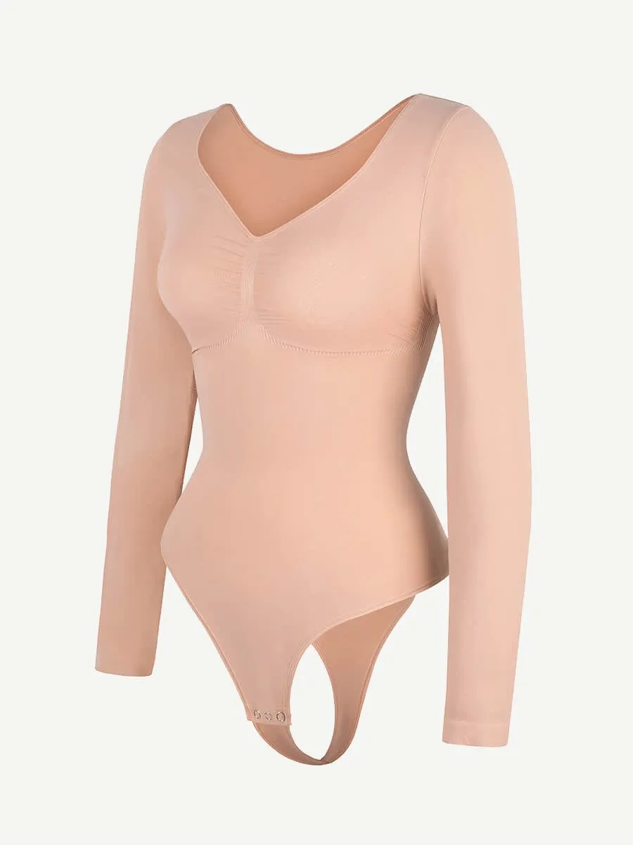 Long Sleeve Snatching Thong Bodysuit