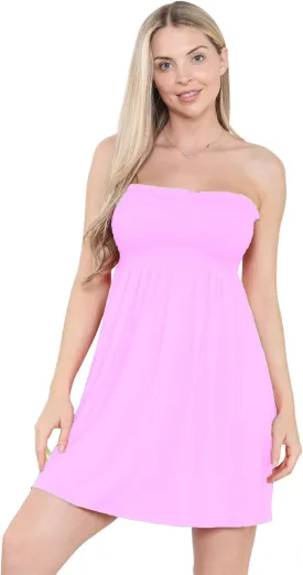Loxdonz Women's Sun Strapless Tube Short Dress Summer Dresses Casual Mini Beach Cover Up