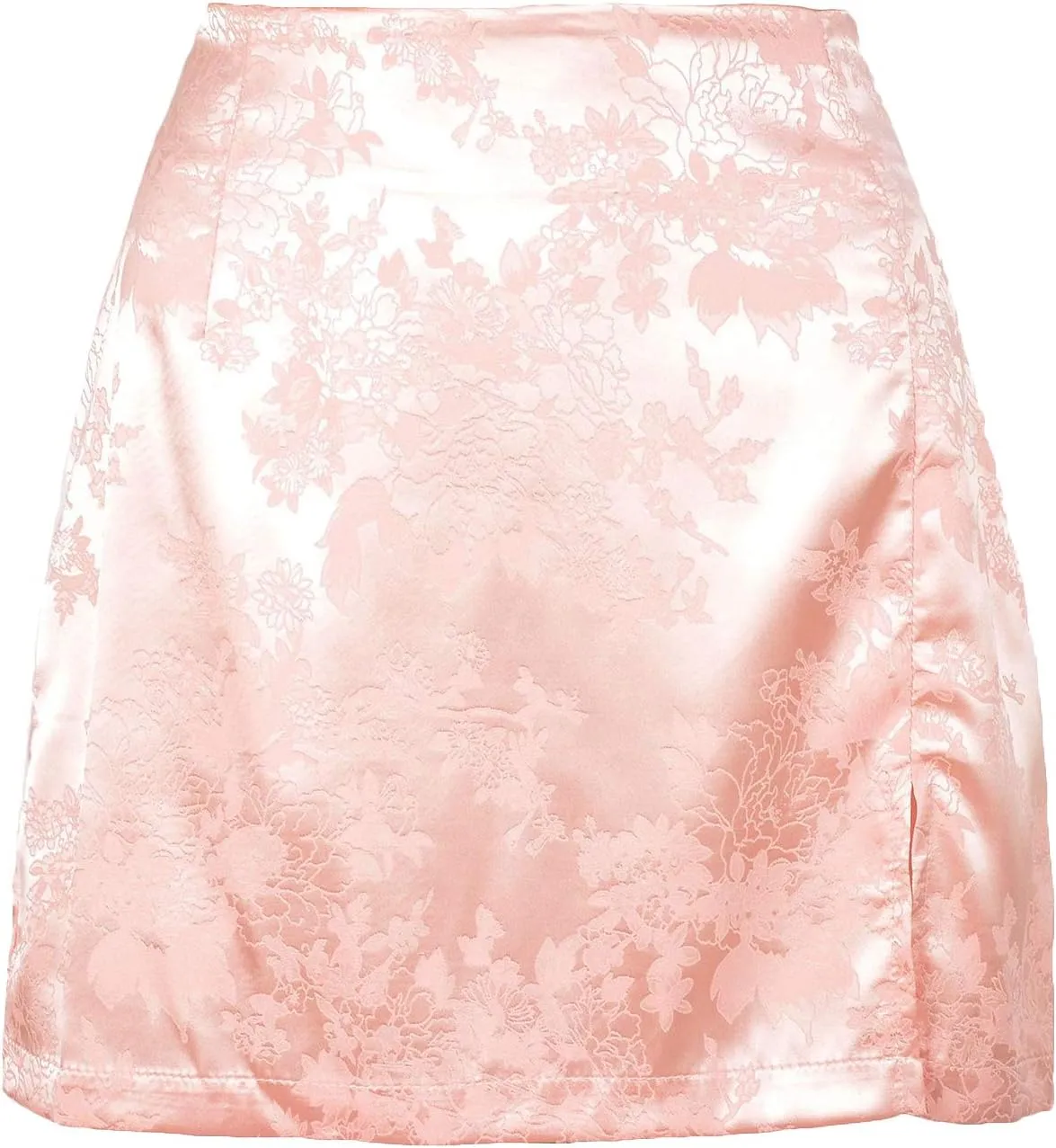 LYANER Women's Elegant Jacquard Side Split Slit Zipper High Waist Mini Short Skirt