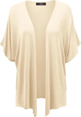 Made By Johnny Women's Kimono Style Short Sleeve Dolman Cardigan - Lightweight Open Front Summer Cover-Up