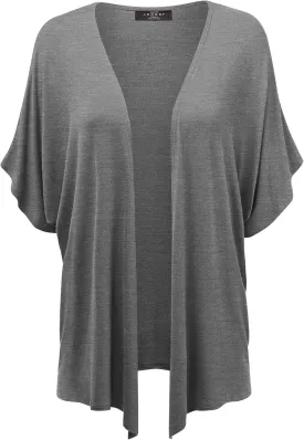 Made By Johnny Women's Kimono Style Short Sleeve Dolman Cardigan - Lightweight Open Front Summer Cover-Up
