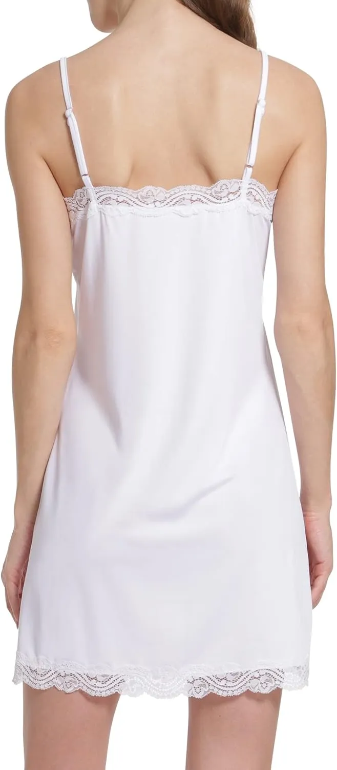 MANCYFIT Women's Full Slips Lace V-neck Adjustable Strap Sleepwear Dress