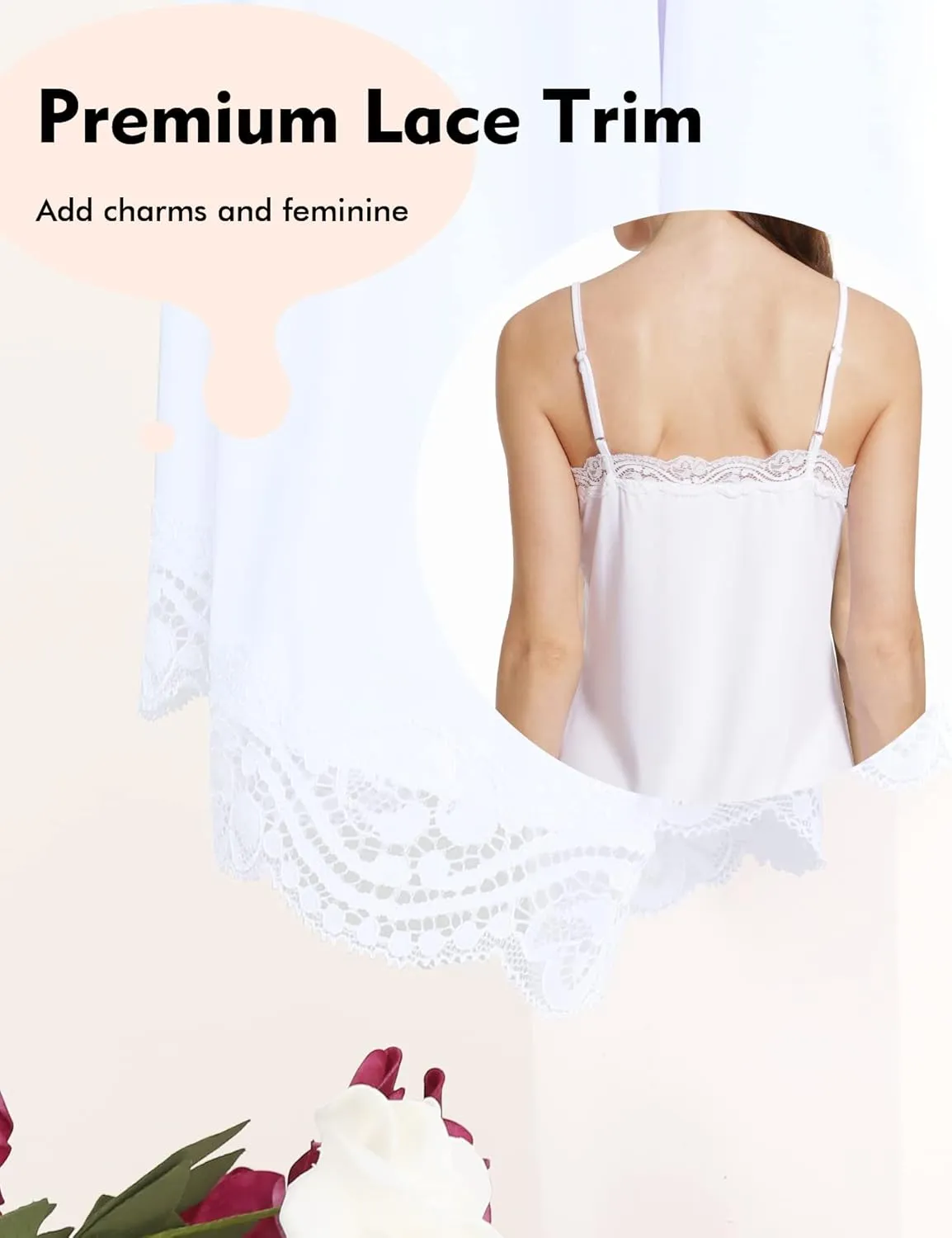 MANCYFIT Women's Full Slips Lace V-neck Adjustable Strap Sleepwear Dress