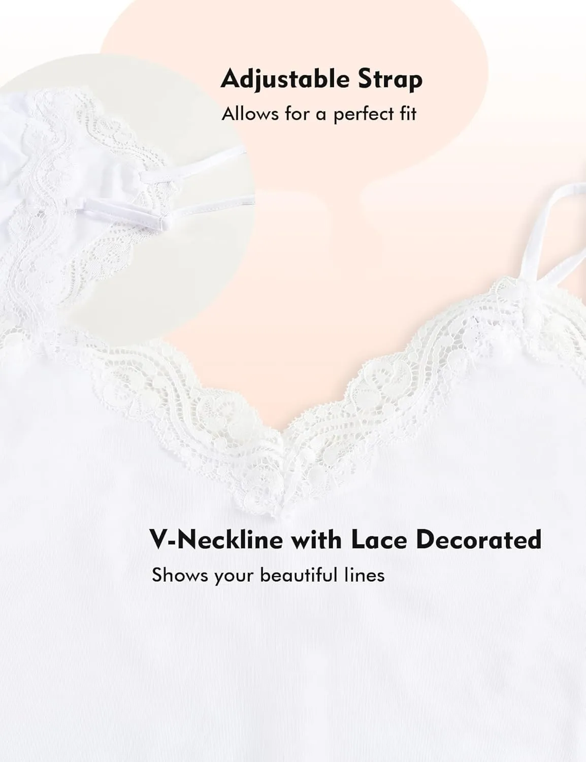 MANCYFIT Women's Full Slips Lace V-neck Adjustable Strap Sleepwear Dress