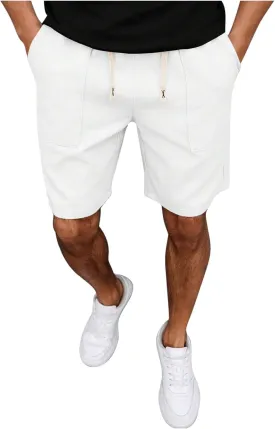 Mens Vintage Casual Beach Vacation Shorts Elastic Waist Comfort Breathable Lounge Shorts Summer Cropped Pants