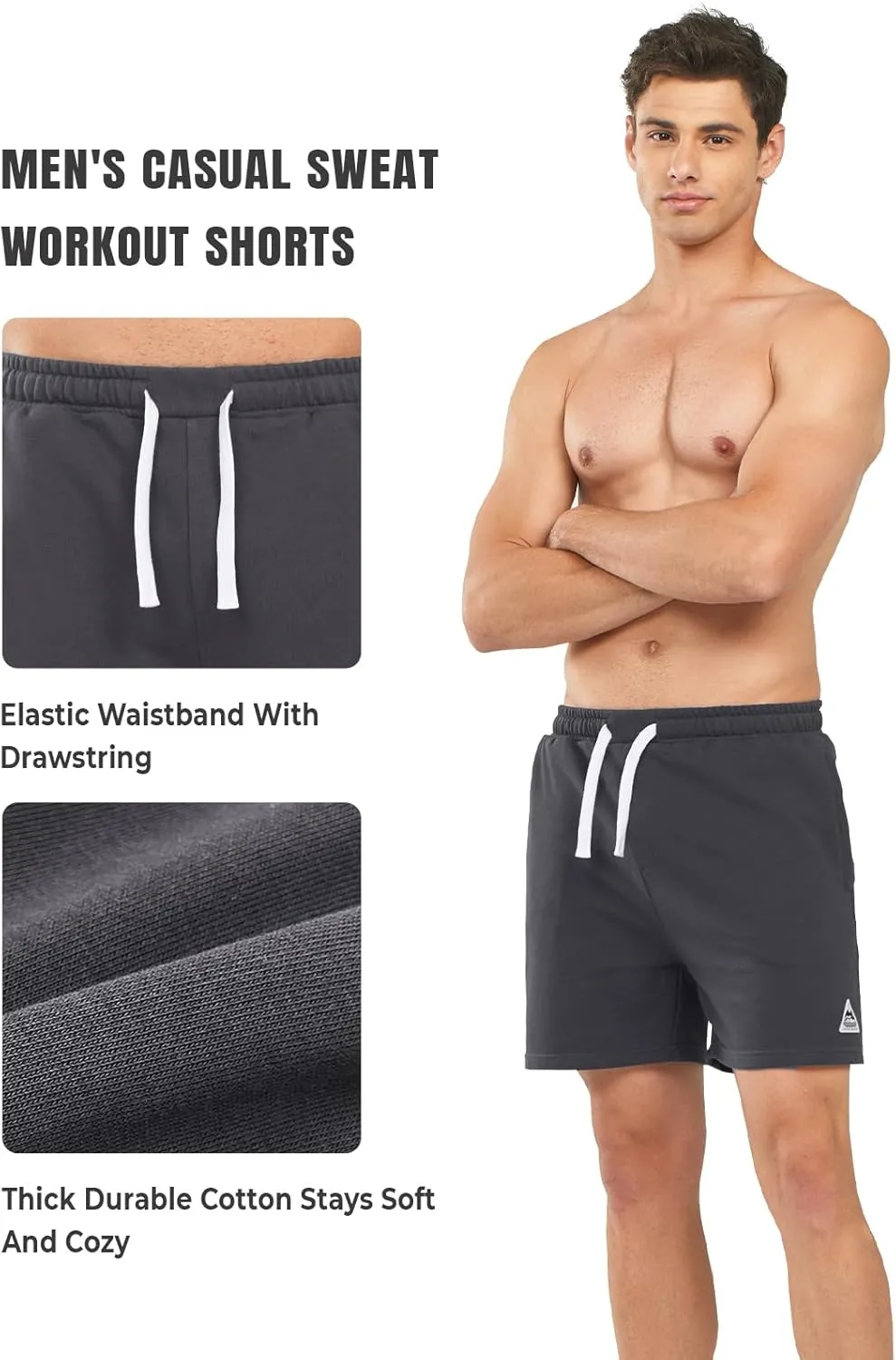 NORTHYARD Men's Sweat Shorts 5" with Pockets Cotton Drawstring Summer Workout Casual Lounge Shorts