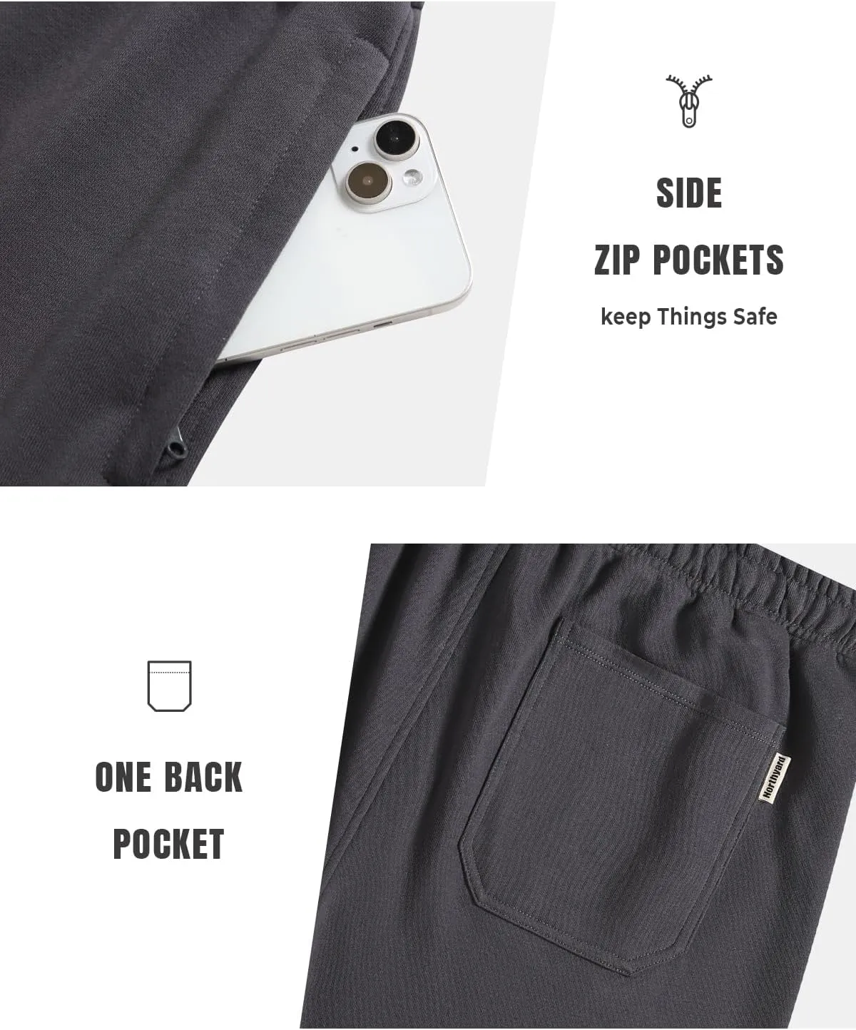 NORTHYARD Men's Sweat Shorts 5" with Pockets Cotton Drawstring Summer Workout Casual Lounge Shorts