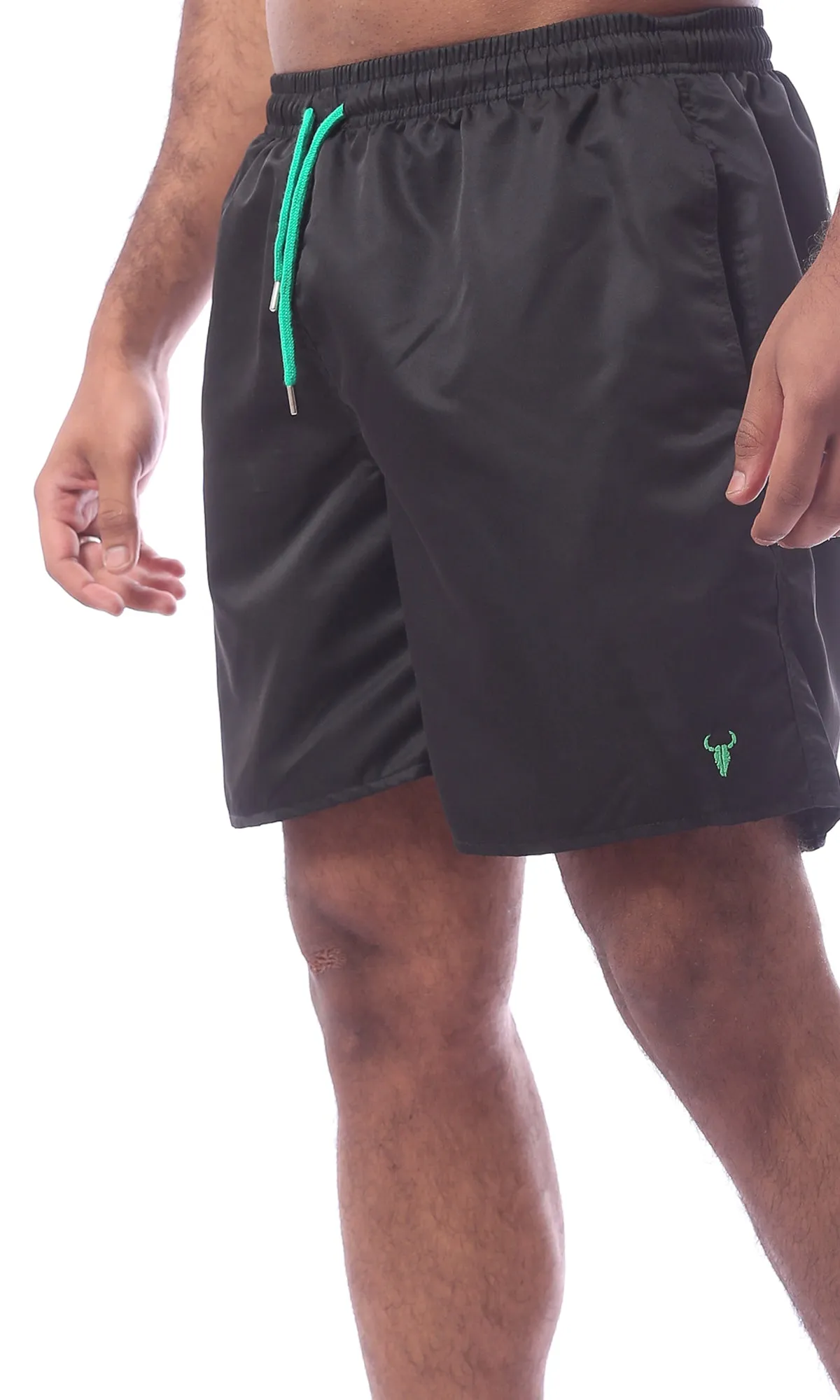O167253 Black Slip On Swim Shorts With Elastic Waist