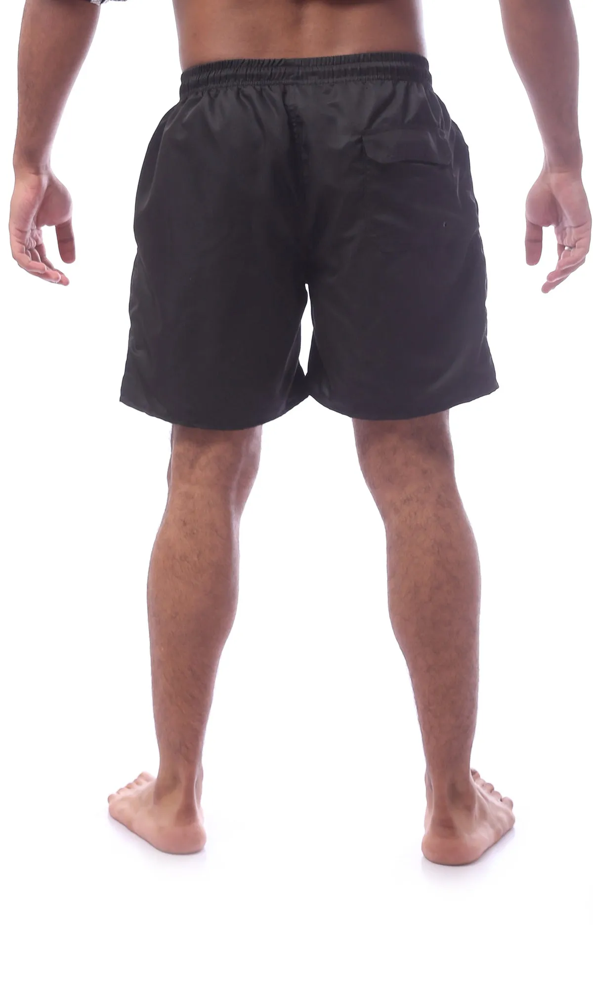 O167253 Black Slip On Swim Shorts With Elastic Waist