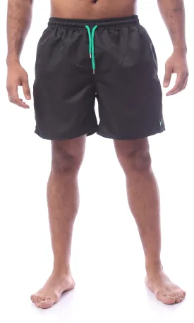 O167253 Black Slip On Swim Shorts With Elastic Waist