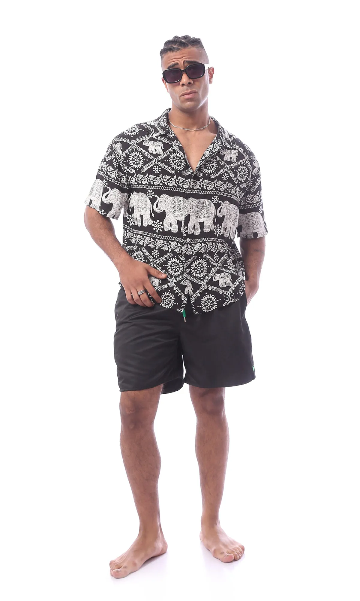 O167253 Black Slip On Swim Shorts With Elastic Waist