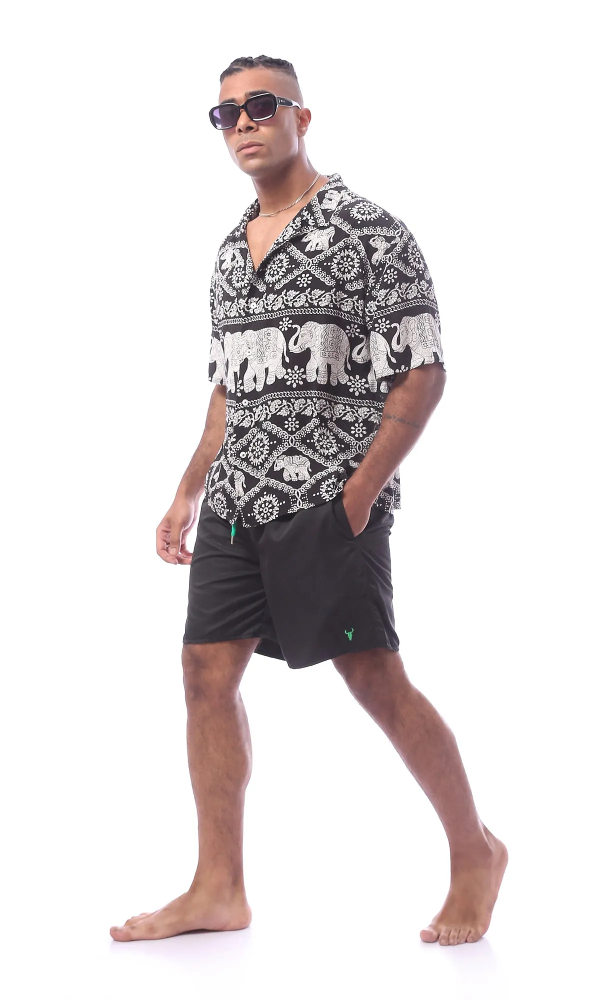 O167253 Black Slip On Swim Shorts With Elastic Waist