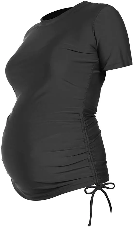 Oceanlily UV Protection 50 UPF Long Sleeve Maternity Swim Shirt - Women's Swimsuit Coverup - Ruched Rash Guard