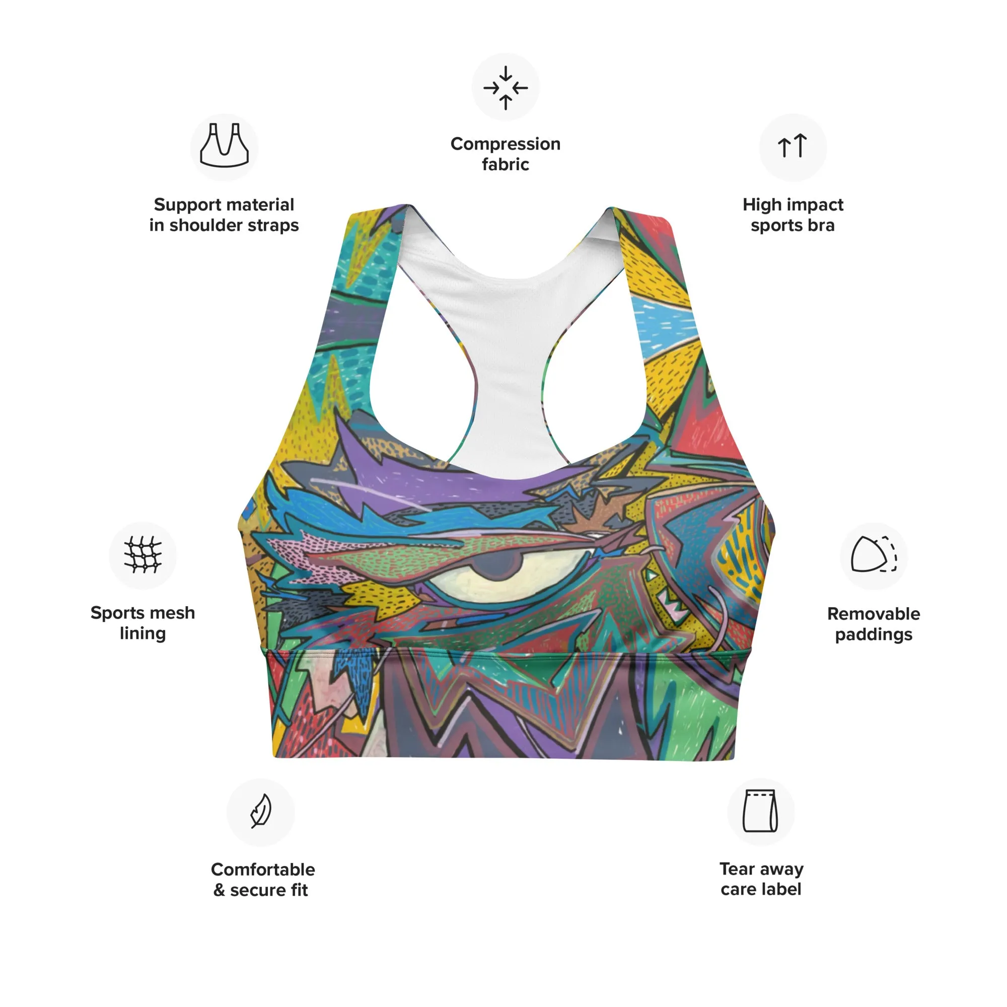 One eyed Graffiti Longline sports bra