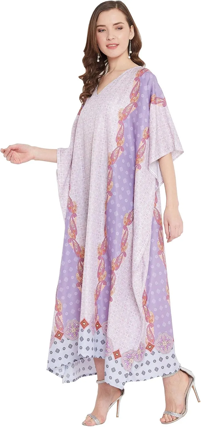 Oussum Women Long Maxi Plus Size Polyester Kaftan Caftan Gown Beach Party Casual Dress