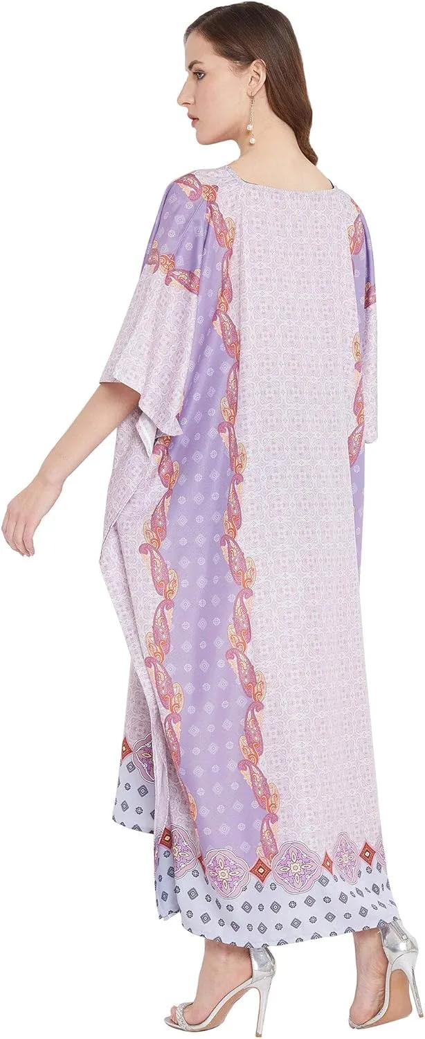 Oussum Women Long Maxi Plus Size Polyester Kaftan Caftan Gown Beach Party Casual Dress
