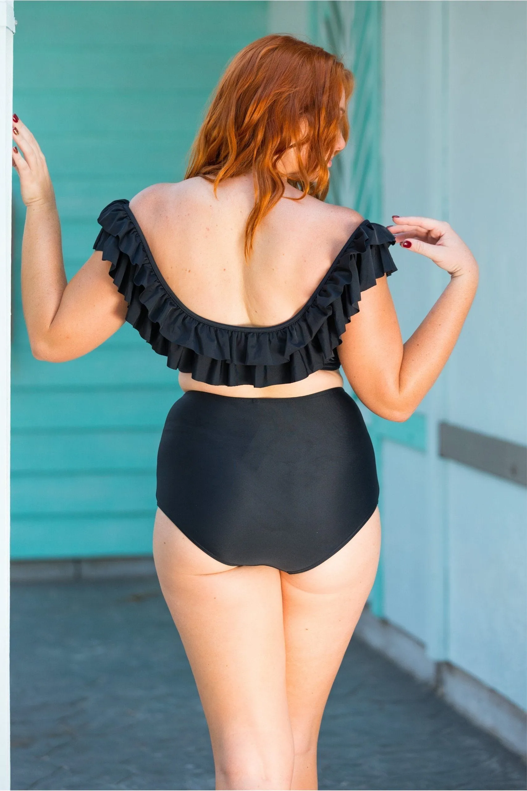 Plain Black High Waist Bikini Bottoms