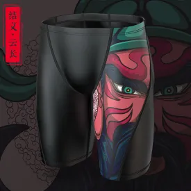 Plus Size & Quick-dry Men's Swimming Trunks with Guan Yu Pattern