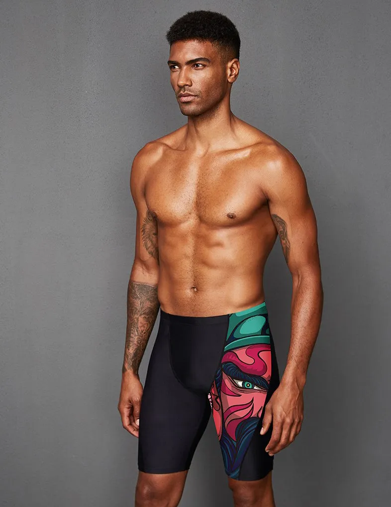 Plus Size & Quick-dry Men's Swimming Trunks with Guan Yu Pattern