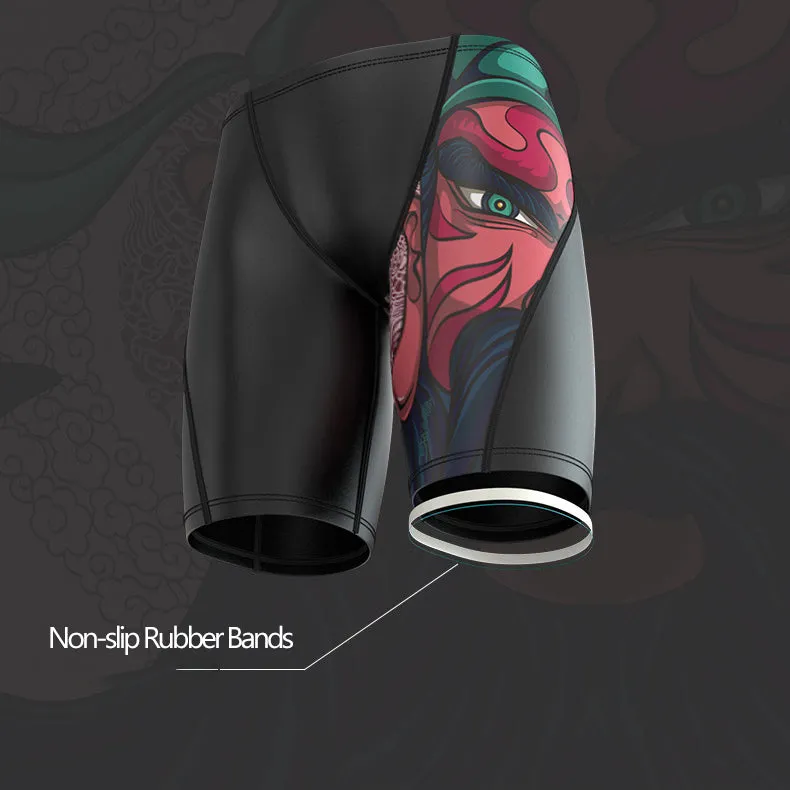 Plus Size & Quick-dry Men's Swimming Trunks with Guan Yu Pattern