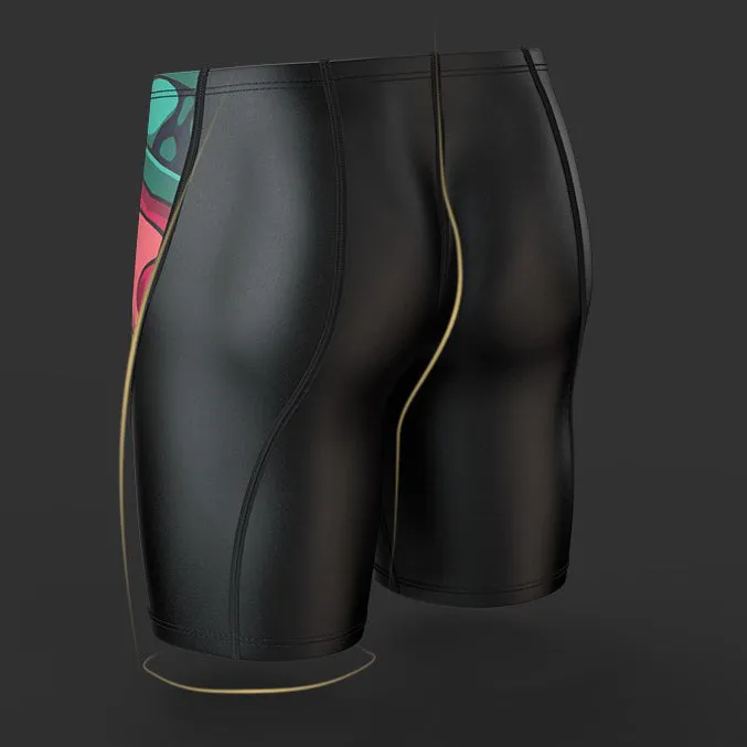 Plus Size & Quick-dry Men's Swimming Trunks with Guan Yu Pattern