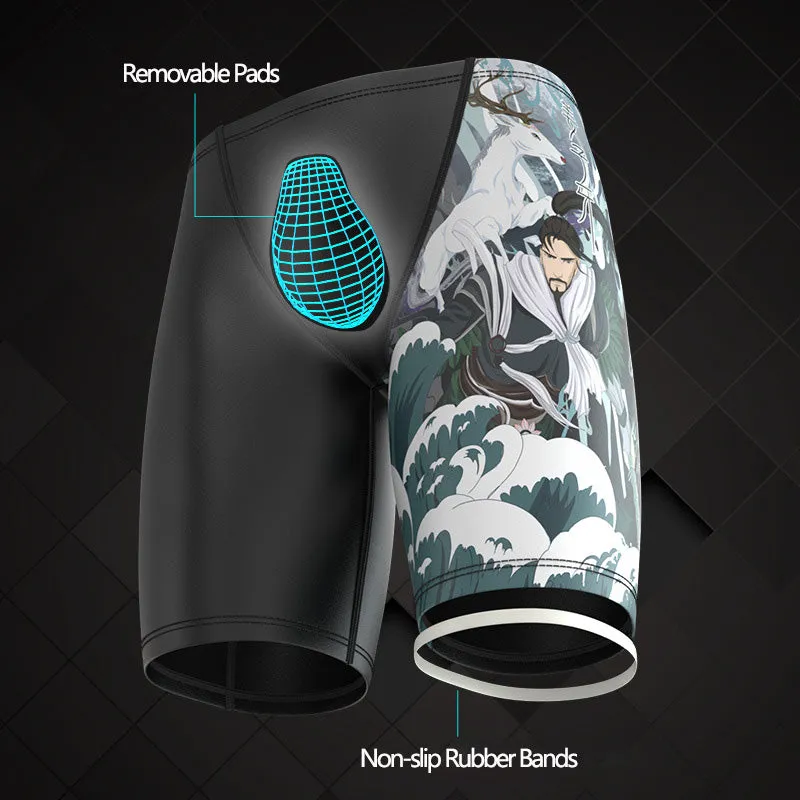 Plus Size & Quick-dry Men's Swimming Trunks with Jiang Ziya Pattern