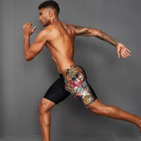 Plus Size & Quick-dry Men's Swimming Trunks with Nezha Pattern