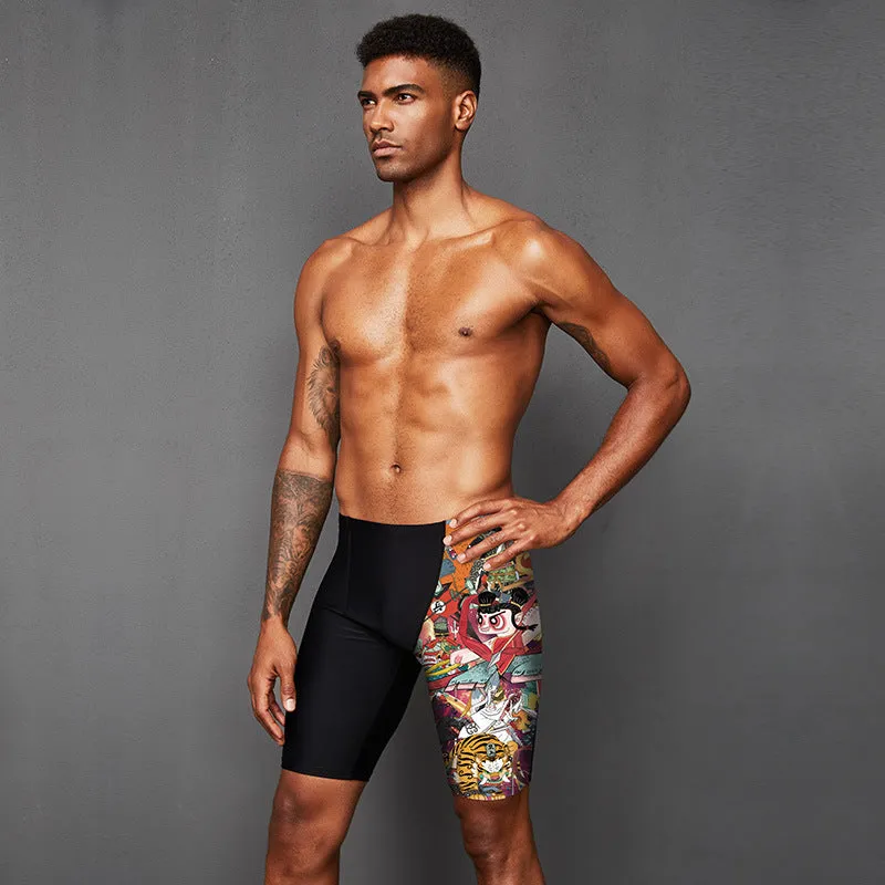 Plus Size & Quick-dry Men's Swimming Trunks with Nezha Pattern
