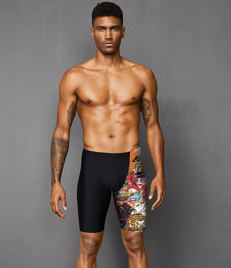 Plus Size & Quick-dry Men's Swimming Trunks with Nezha Pattern