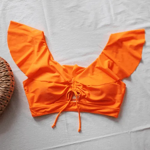 Plus Size High Waist Ruffles Tankini Set