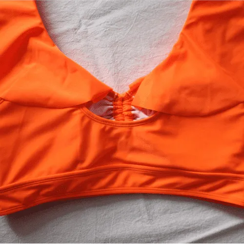 Plus Size High Waist Ruffles Tankini Set