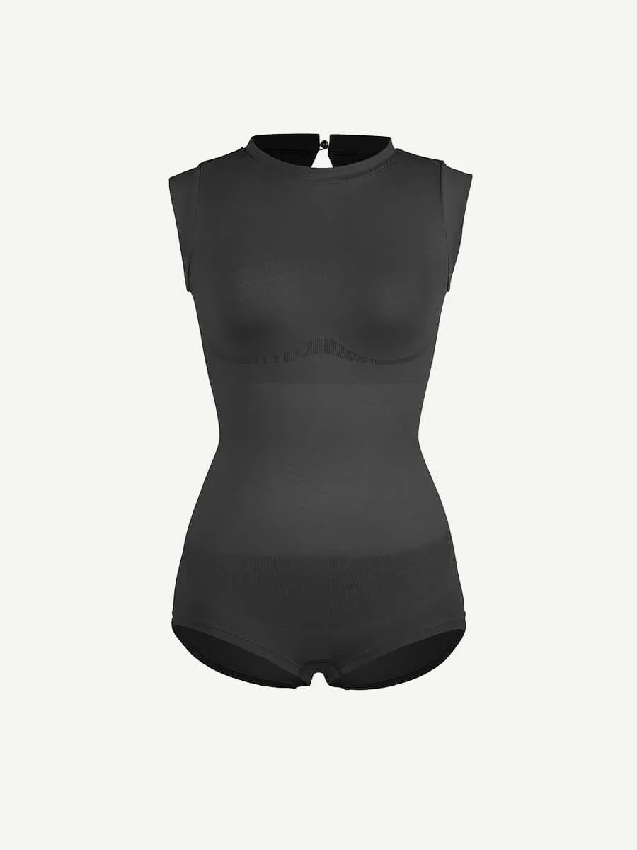 Seamless Cap Sleeve Waist and Abdomen Shaping Shapewear Bodysuit