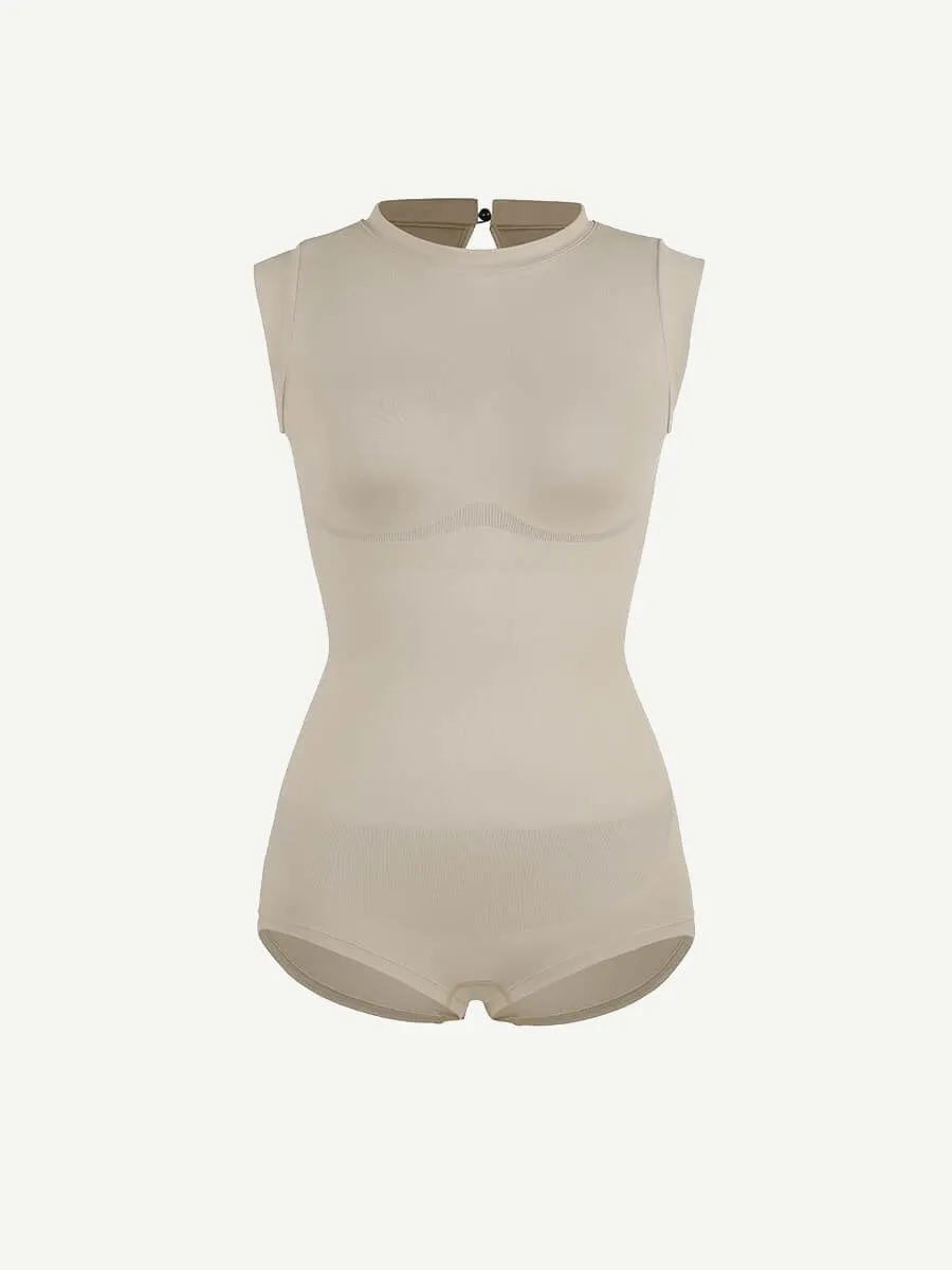 Seamless Cap Sleeve Waist and Abdomen Shaping Shapewear Bodysuit