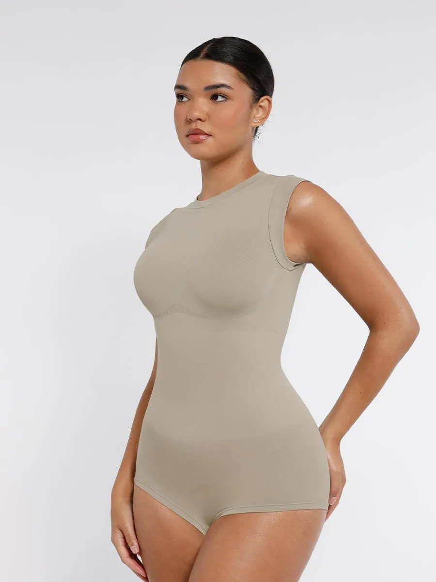Seamless Cap Sleeve Waist and Abdomen Shaping Shapewear Bodysuit