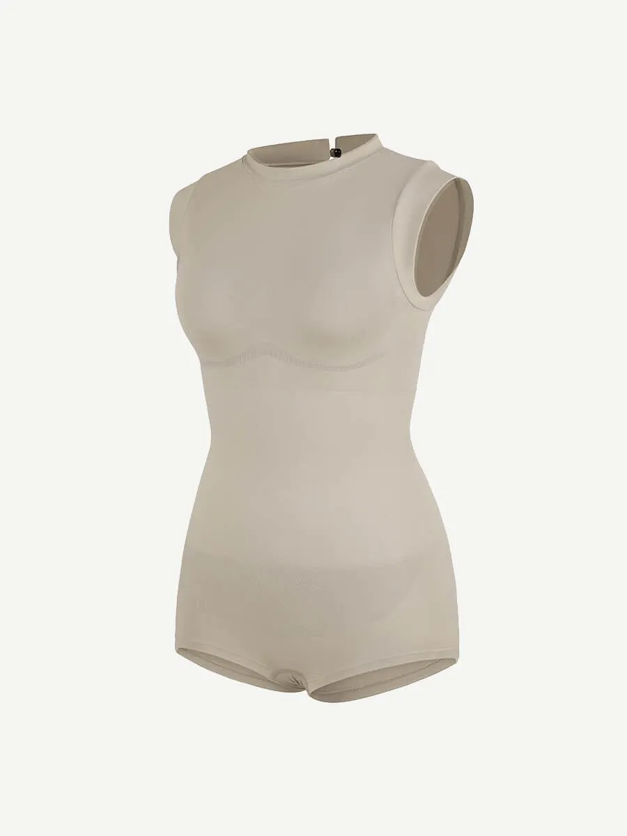 Seamless Cap Sleeve Waist and Abdomen Shaping Shapewear Bodysuit